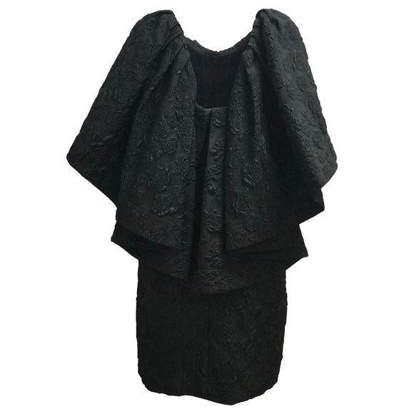 CALVIN KLEIN 205W39NYC Black HighNeck Ruffle Floral Jacquard Mini Cocktail Dress - Picture 3 of 9